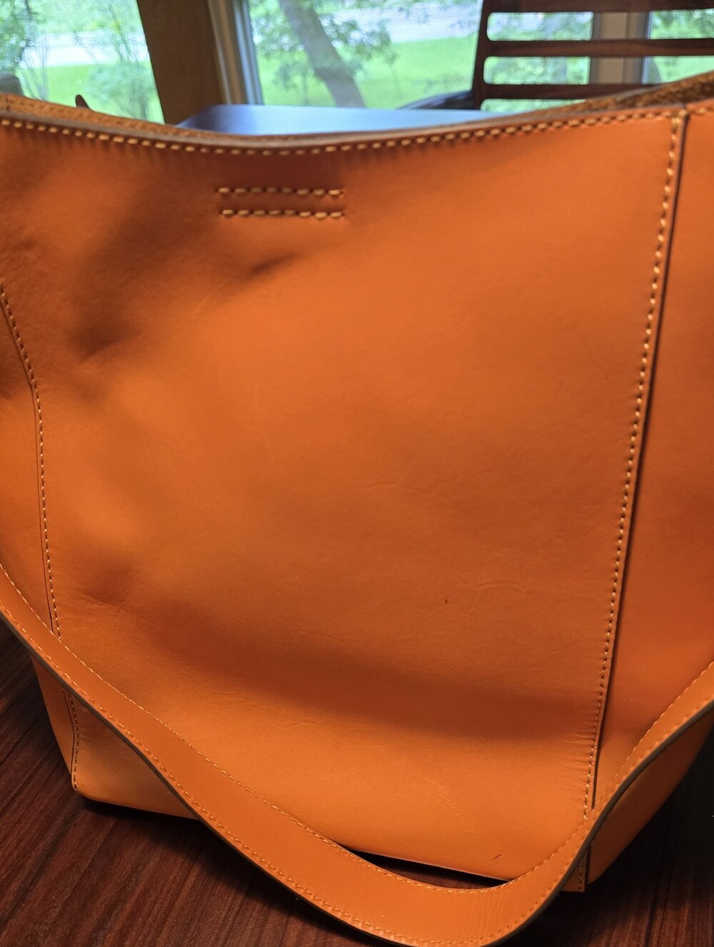 Frye orange leather tote bucket bag new with tags